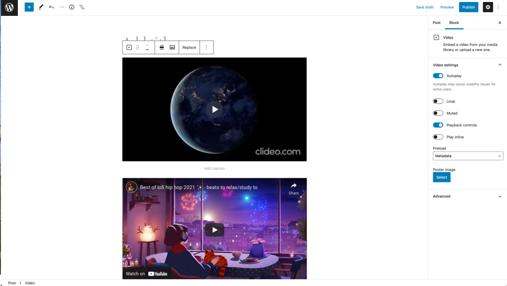 Screenshot of a video block