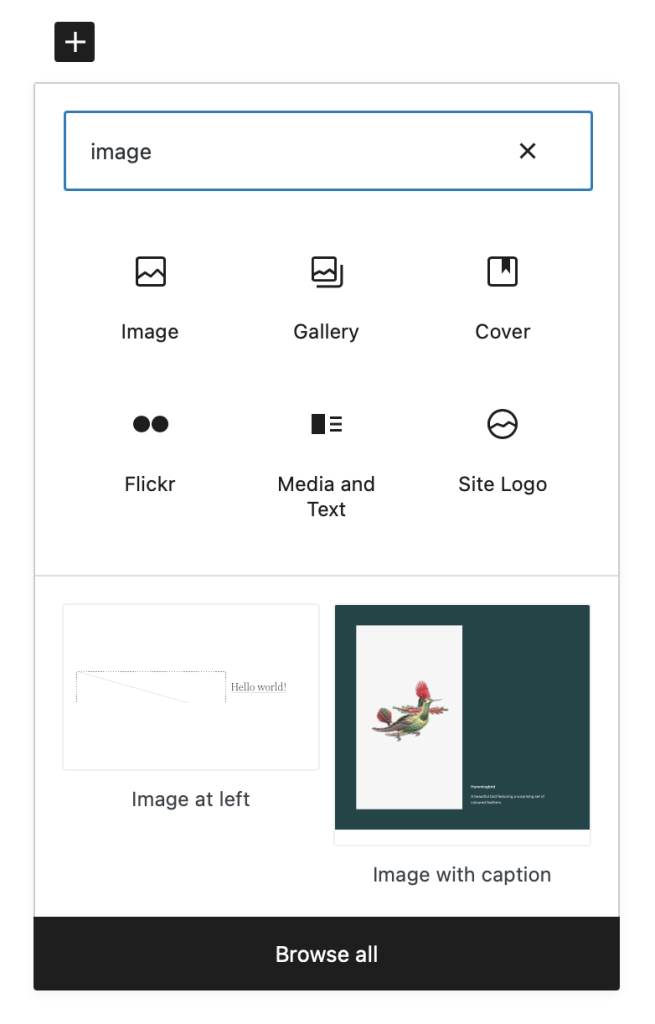 Screenshot of the image blocks